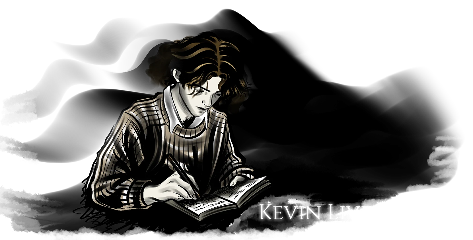Kevin Liven dessinant dans son carnet