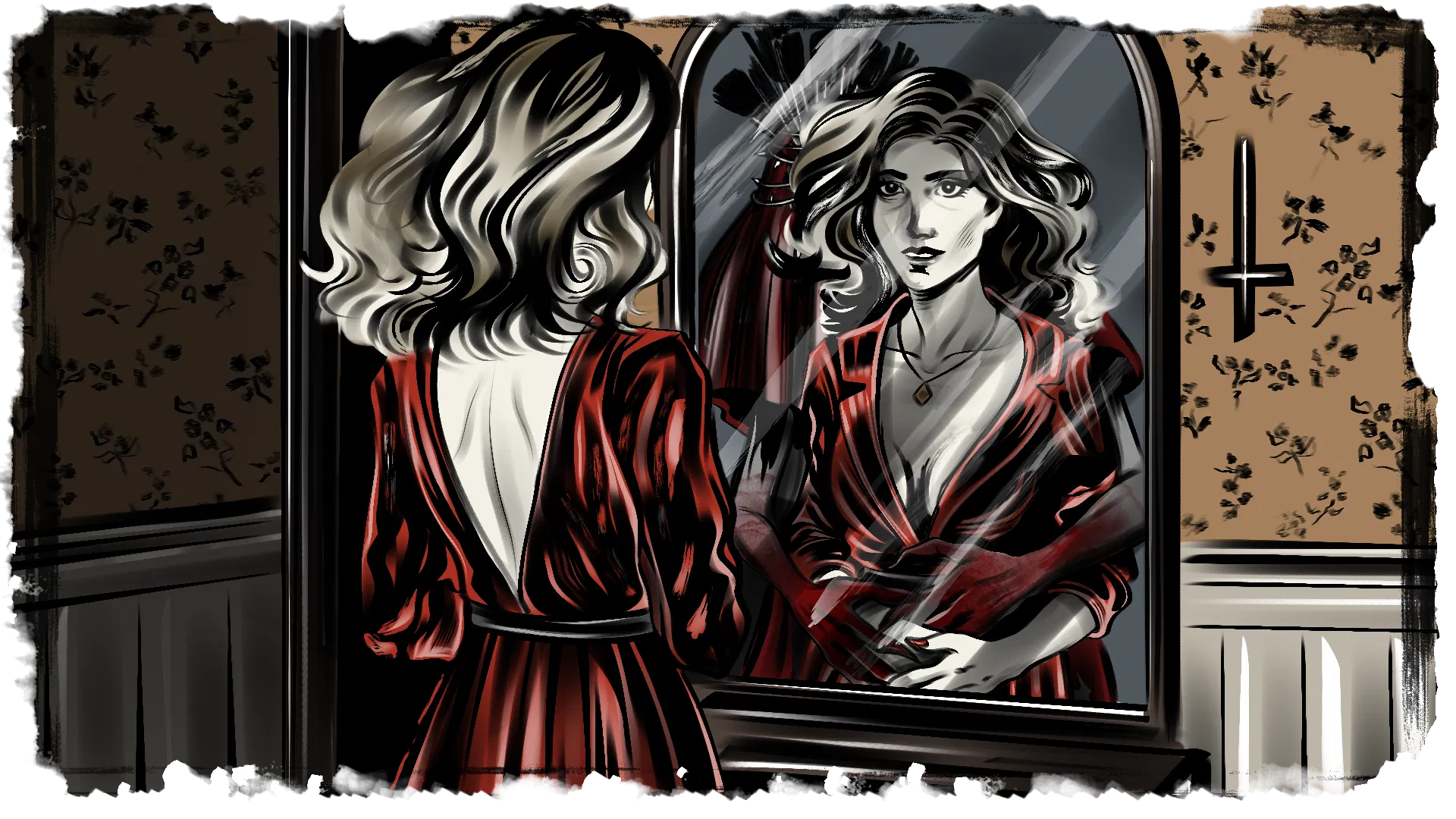 Marla Myers devant un miroir